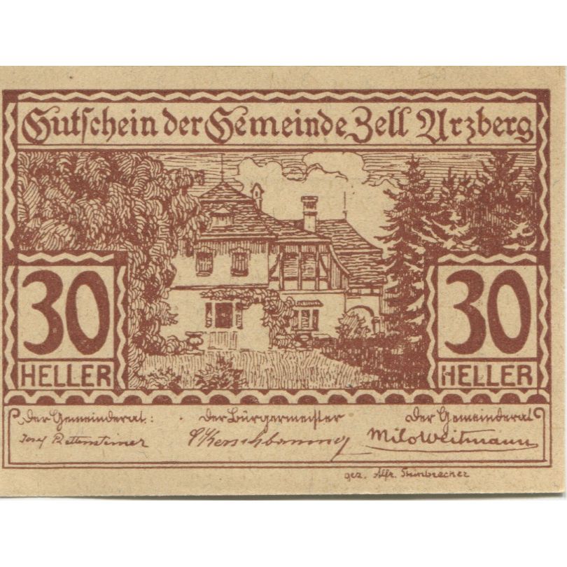 Banknote, Austria, Zell Arzberg, 30 Heller, ferme, 1920 UNC(63) Mehl:FS 1273a