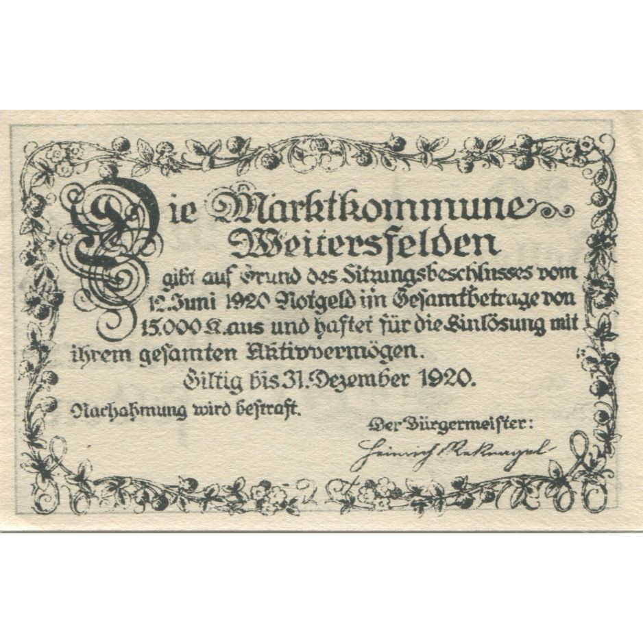 Banknote, Austria, Weitersfelden, 30 Heller, Eglise, 1920, UNC(63) Mehl:FS 1164a