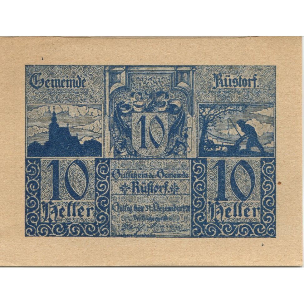 Banconote, Austria, Rustorf, 10 Heller, Blason 1920-12-31, SPL, Mehl:FS 856a