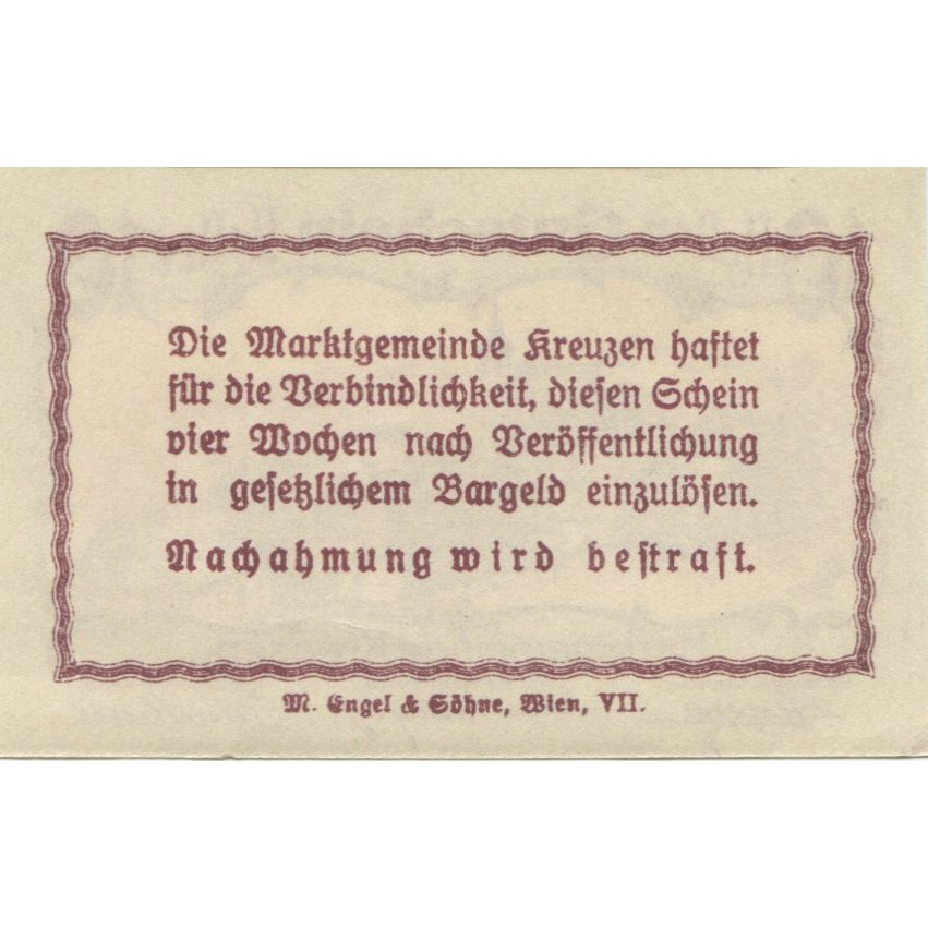 Banconote, Austria, Kreuzen, 10 Heller, village, 1920, SPL, Mehl:FS 479a
