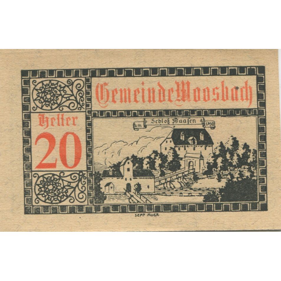 Banknote, Austria, Moosbach, 20 Heller, Eglise 1920-12-31, UNC(63) Mehl:FS 628a