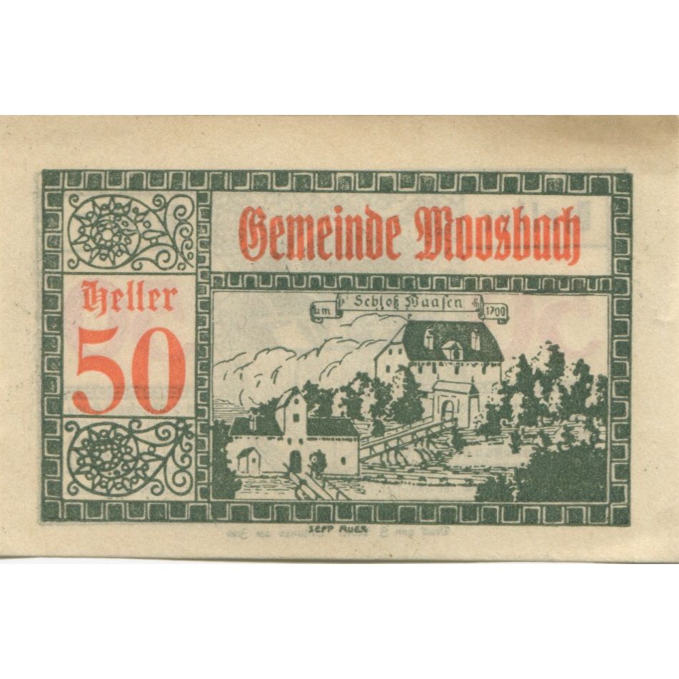 Banknote, Austria, Moosbach, 50 Heller, Eglise 1, 1920 UNC(63) Mehl:FS 628a