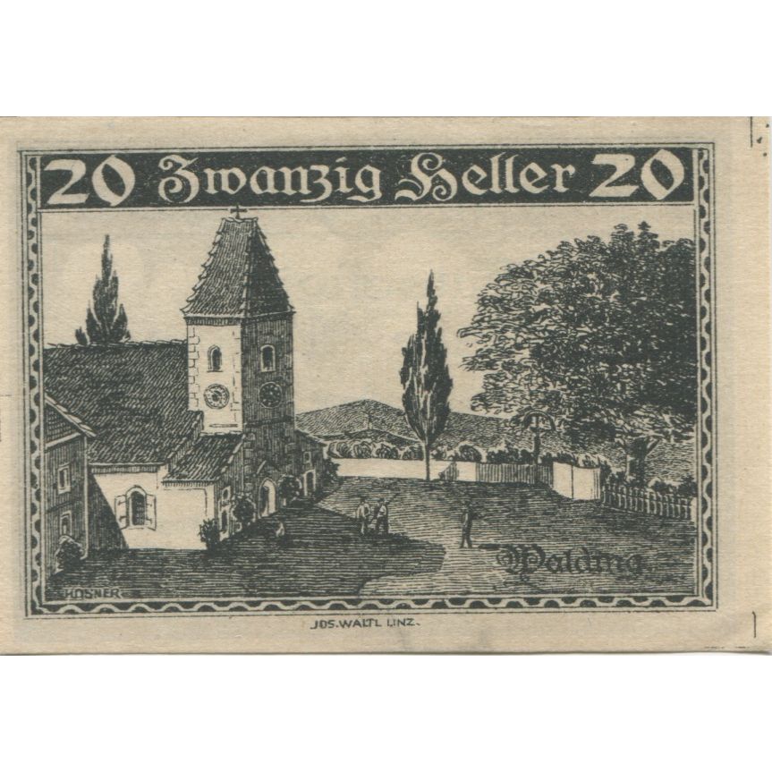 Banknote, Austria, Walding, 20 Heller, Eglise, 1920 UNC(63) Mehl:FS 1132a