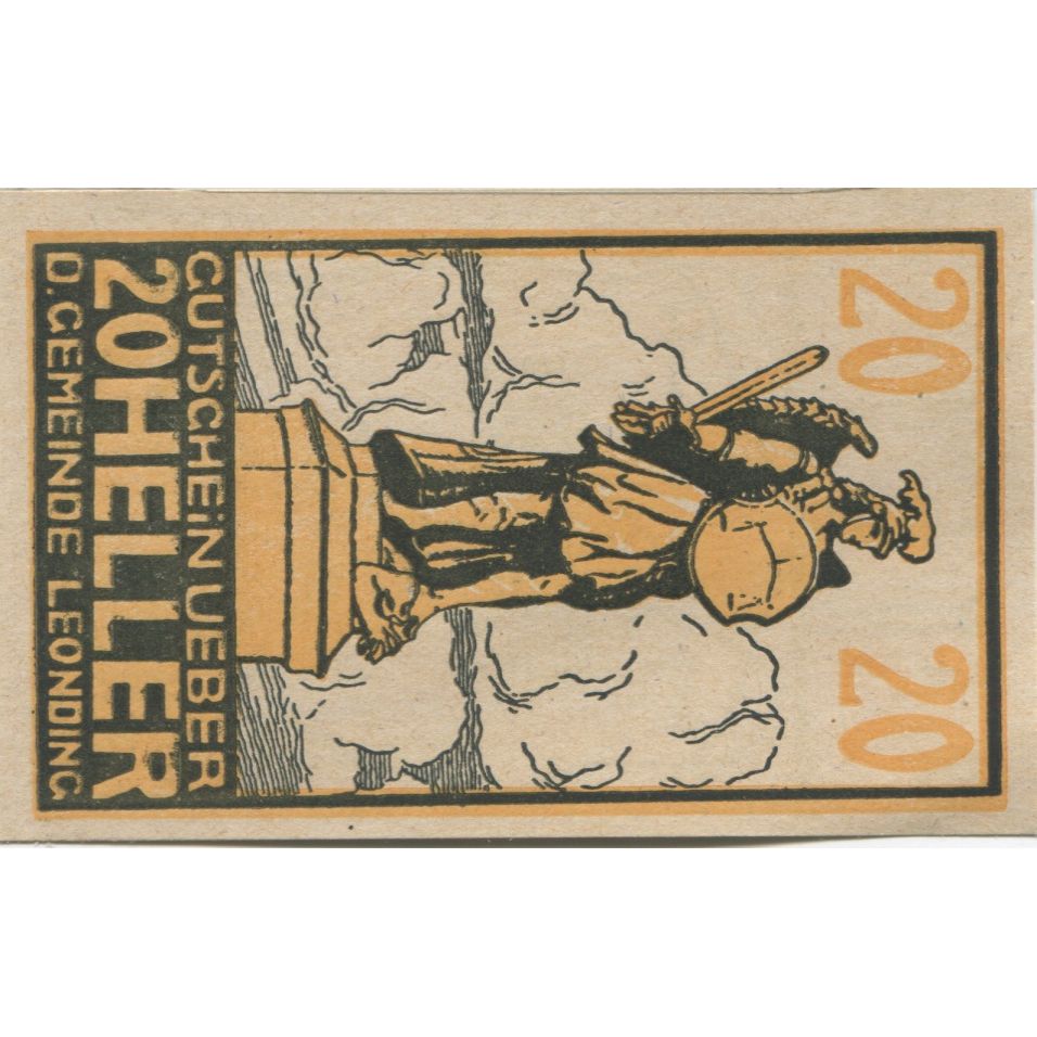 Geldschein, Österreich, Leonding, 20 Heller, statue, 1920, UNZ-, Mehl:FS 513a