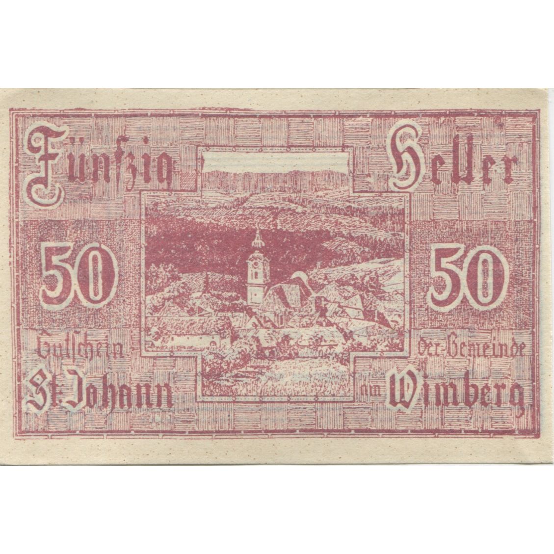 Banknote, Austria, St Johann, 50 Heller, village, 1920, UNC(63), Mehl:FS 894aa