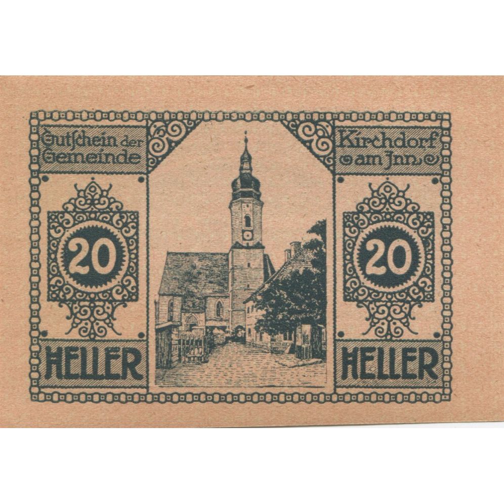 Banknote, Austria, Kirchdorf, 20 Heller, Eglise, 1920 UNC(63) Mehl:FS 444a