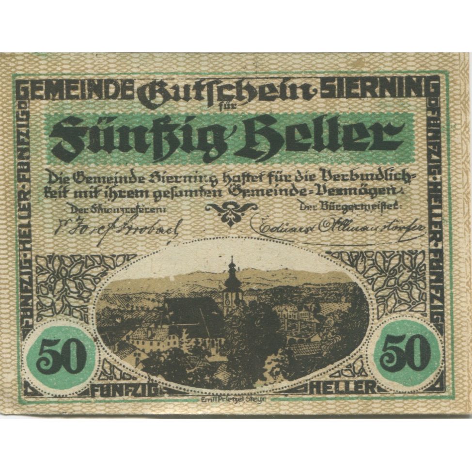 Banknote, Austria, Sierning, 50 Heller, Eglise 1921-07-01, UNC(63) Mehl:FS 995a