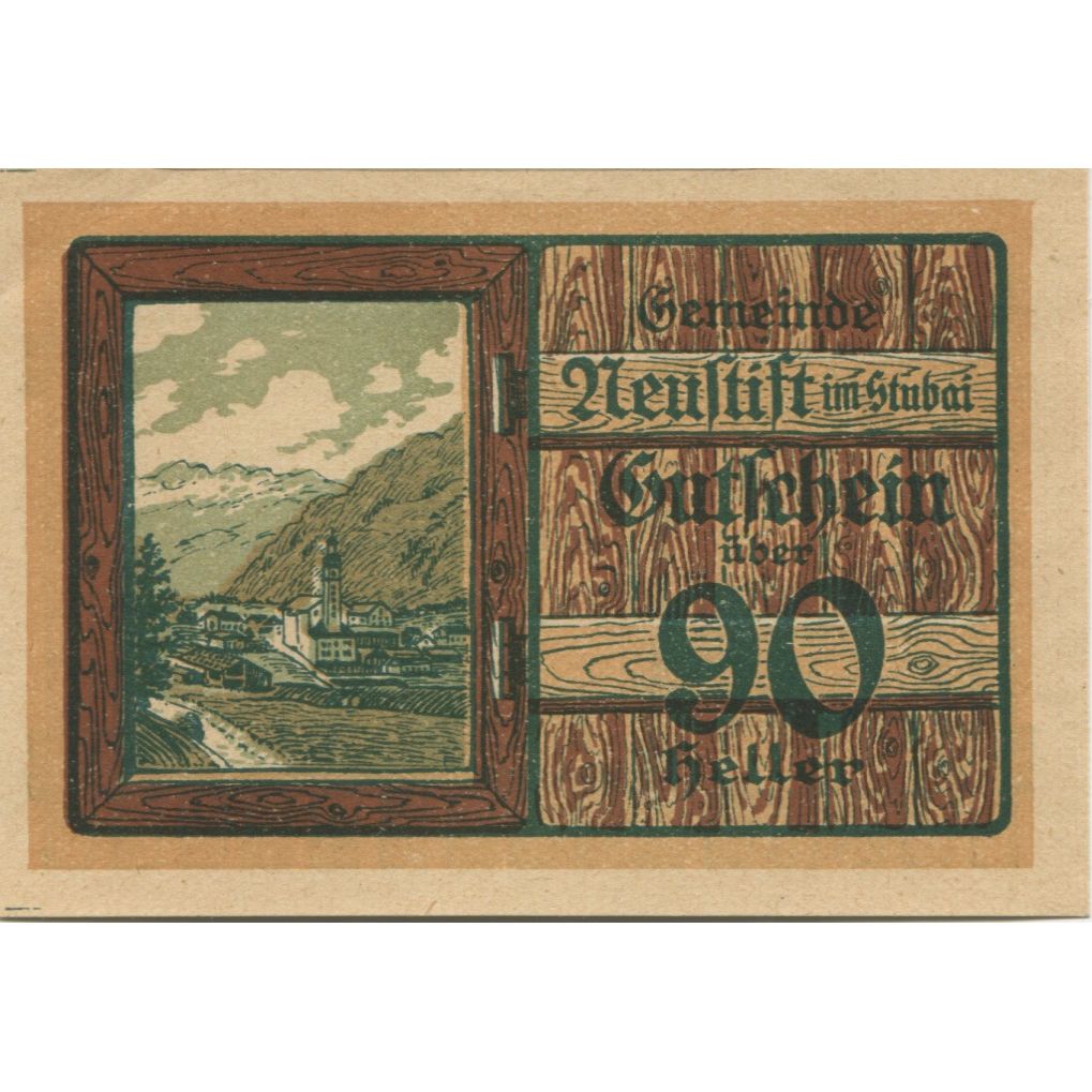 Banknote, Austria, Neustift, 90 Heller, paysage 1920-12-31, UNC(63) Mehl:FS 667