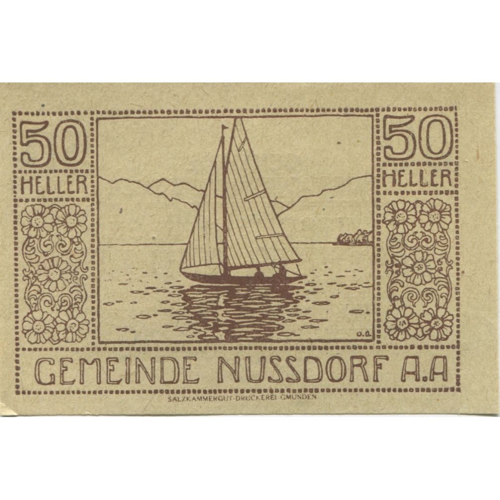 Banknote, Austria, Nussdorf, 50 Heller, voilier, 1920 UNC(63) Mehl:FS 677a
