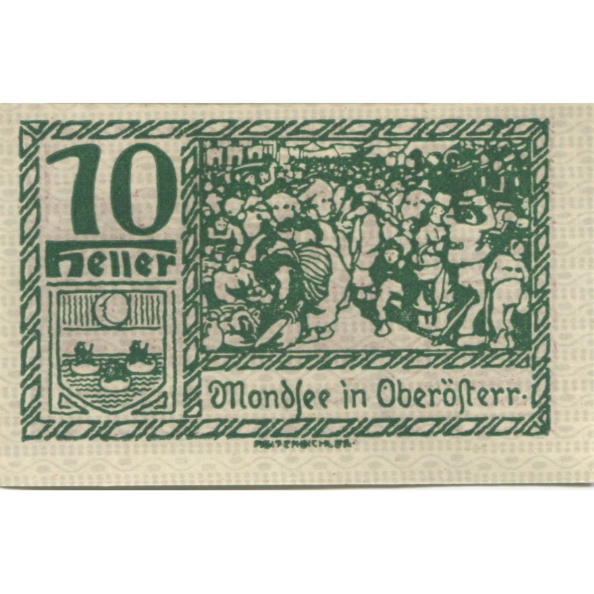 Banknote, Austria, Mondsee, 10 Heller, personnage, 1920 UNC(63) Mehl:FS 626c1