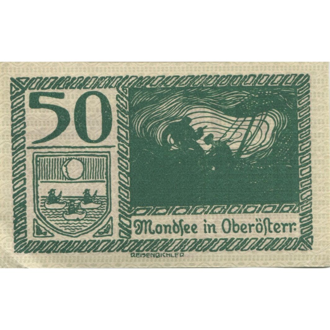 Banknote, Austria, Mondsee, 50 Heller, fleuve, 1920, UNC(63) Mehl:FS 626b1