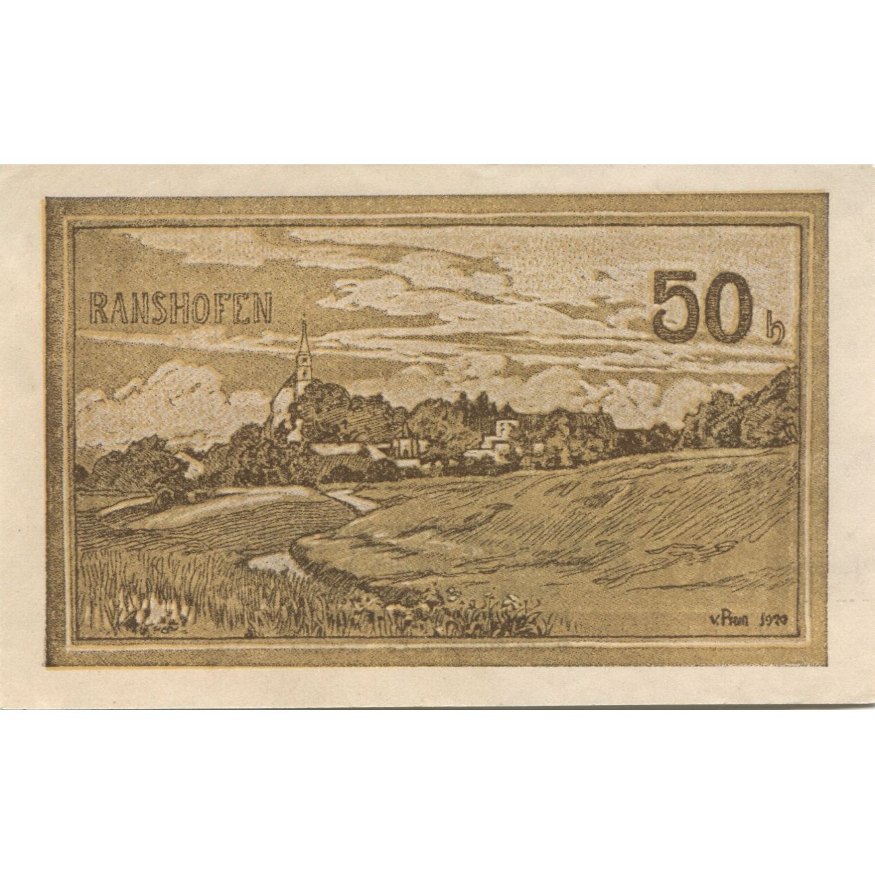 Biljet, Oostenrijk, Ranshofen, 50 Heller, paysage 1920-11-31, SPL Mehl:FS 819