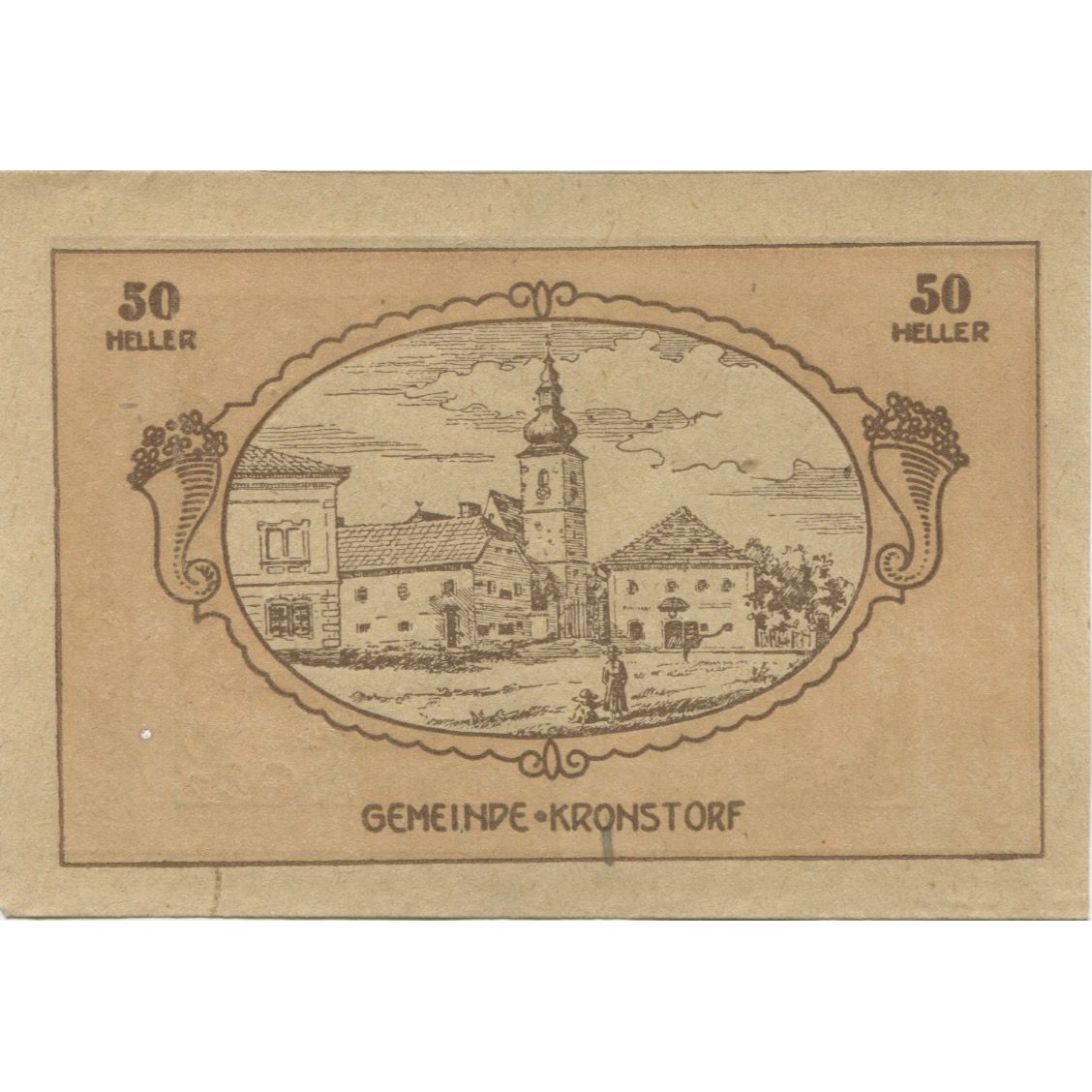 Biljet, Oostenrijk, Kronstorf, 50 Heller, Eglise 1920-12-31, SPL, Mehl:FS 486a
