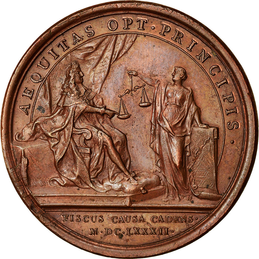 França, medalha, Luís XIV, Le Roi se Condamnant lui-même, 1682, Bronze