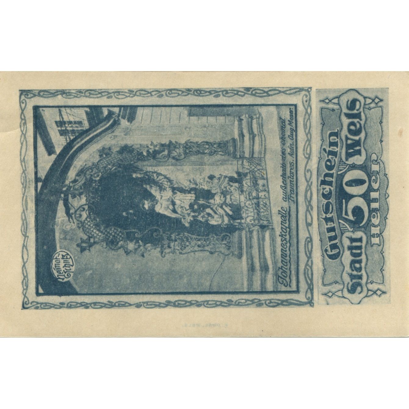 Geldschein, Österreich, Wels, 50 Heller, Monument, 1920, UNZ-, Mehl:FS 1167