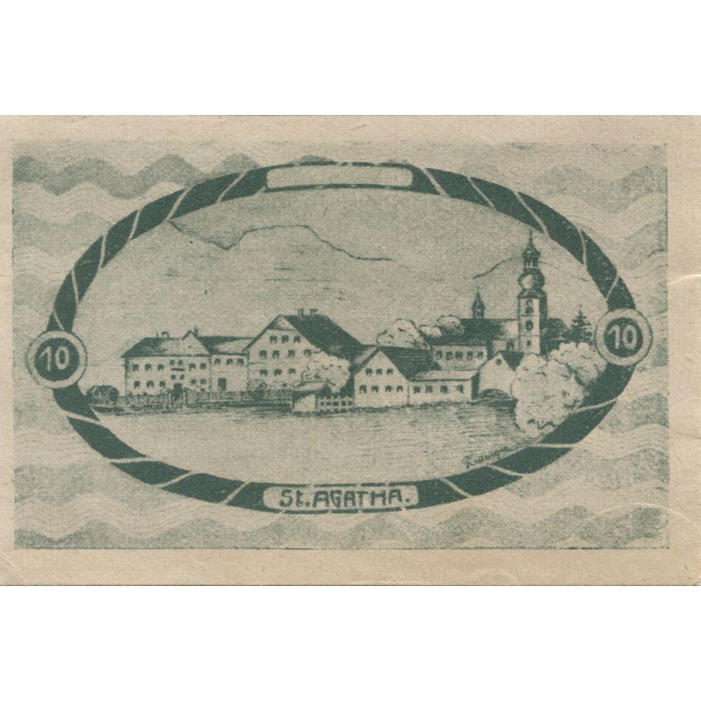 Biljet, Oostenrijk, St Agatha, 10 Heller, village 1920-09-30, SPL Mehl:FS 877b1