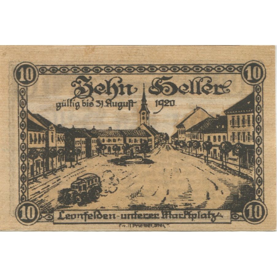 Geldschein, Österreich, Leonfelden, 10 Heller, avenue, 1920 UNZ- Mehl:FS 514