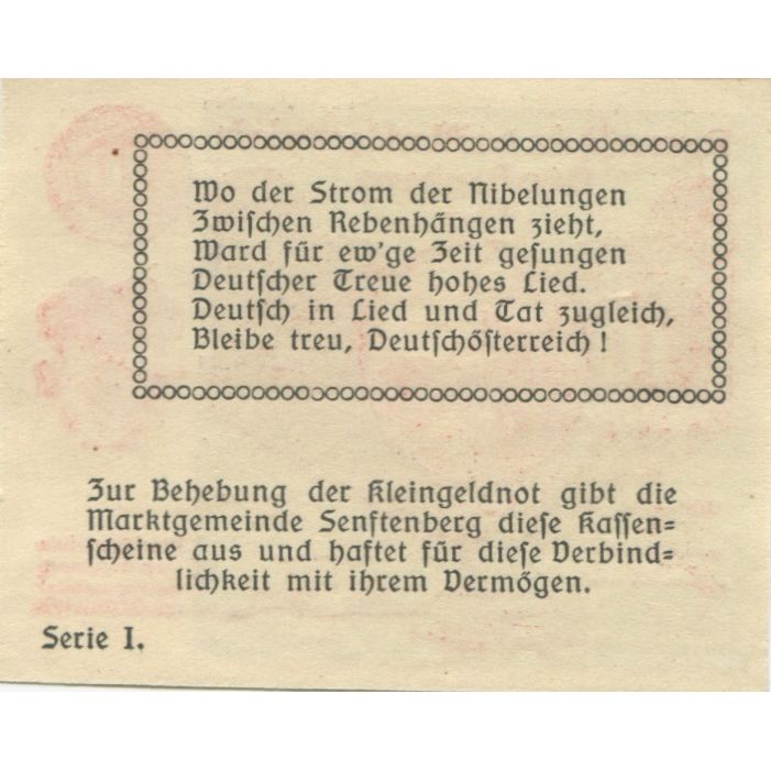 Biljet, Oostenrijk, Senftenberg, 10 Heller, château 1920-12-31, SPL Mehl:FS 993a
