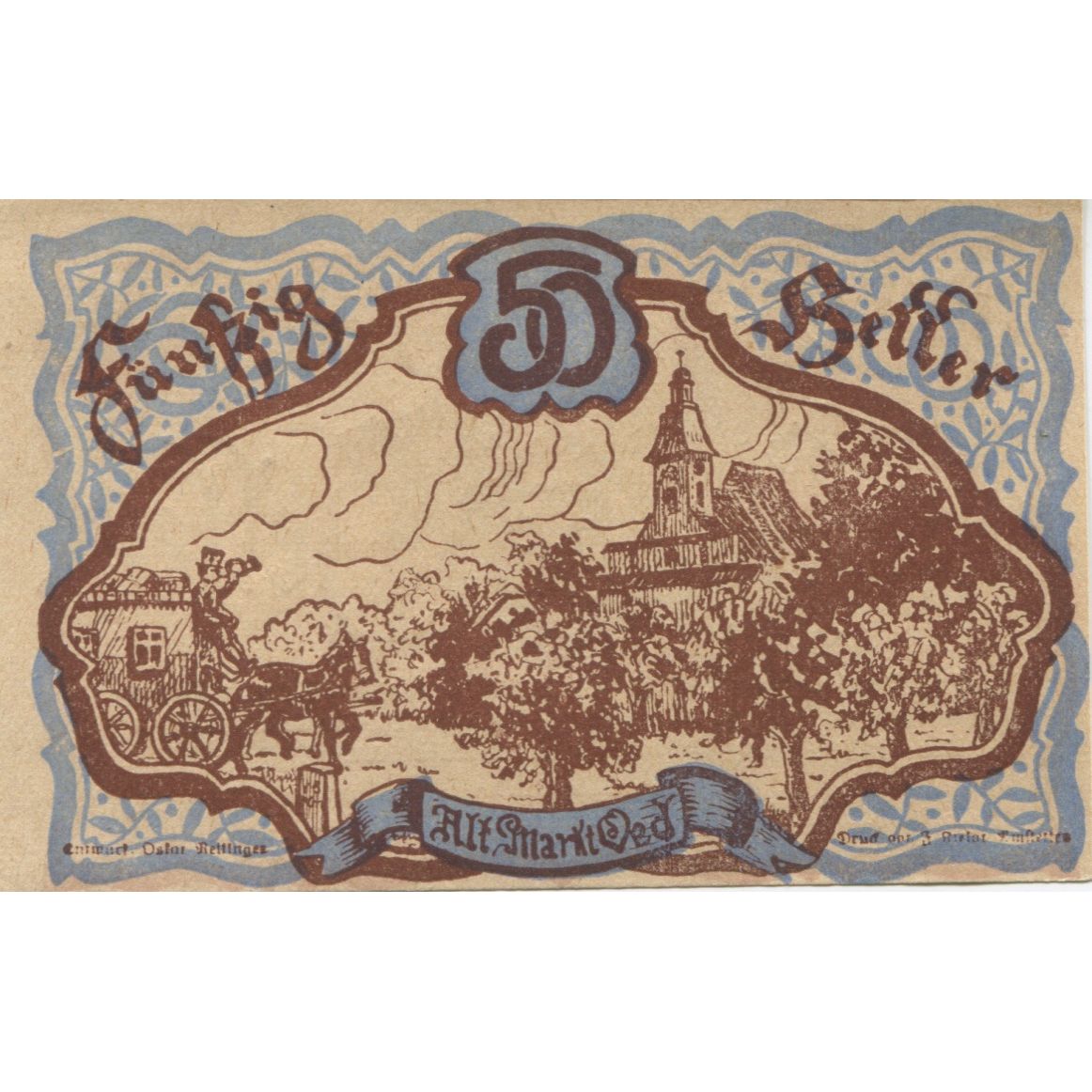 Geldschein, Österreich, Oed, 50 Heller, place, 1920-12-31, UNZ-, Mehl:FS 703a