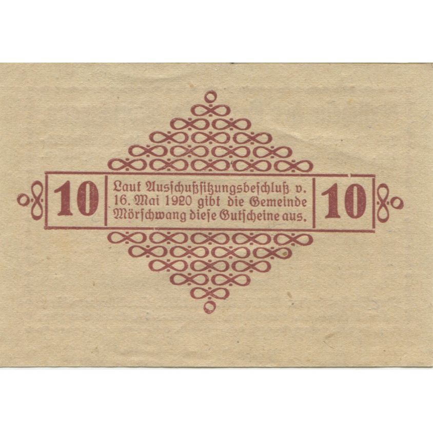 Banknote, Austria, Morschwang, 10 Heller face value 1920 UNC(63) Mehl:FS 629b