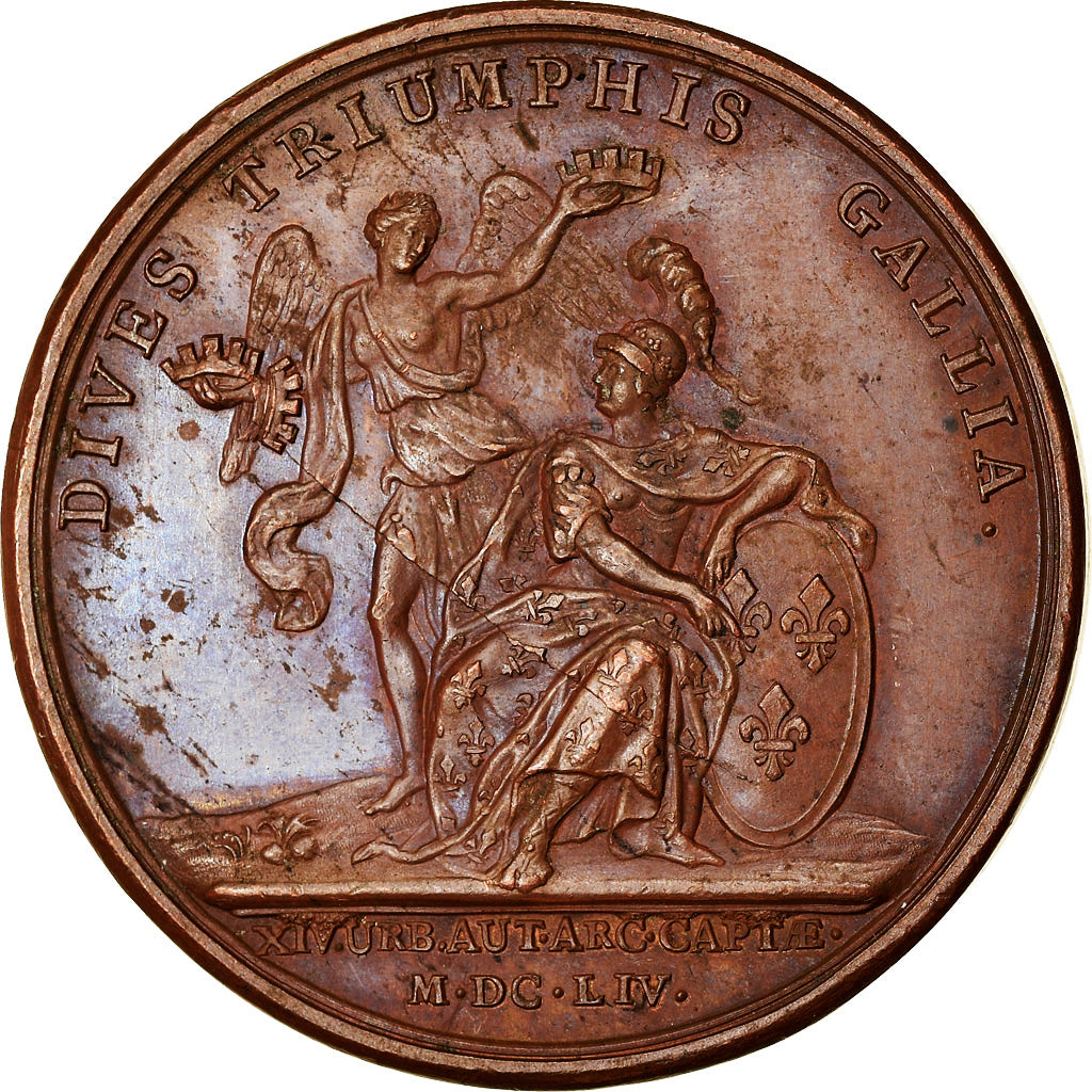 França, medalha, Luís XIV, Prise de quatorze villes, 1654, Bronze, Mauger