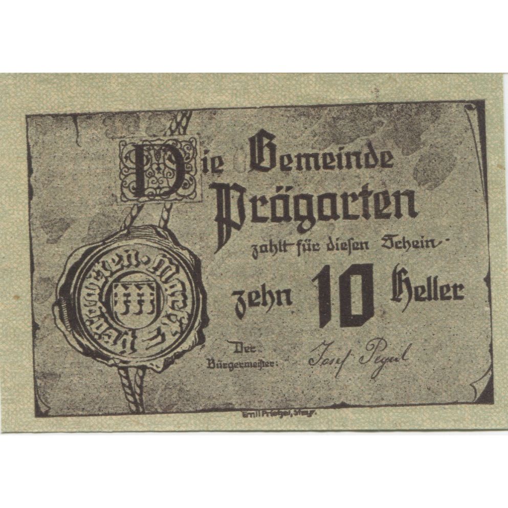 Biljet, Oostenrijk, Prägarten, 10 Heller, Usine, 1920-12-31, SPL, Mehl:FS 777c