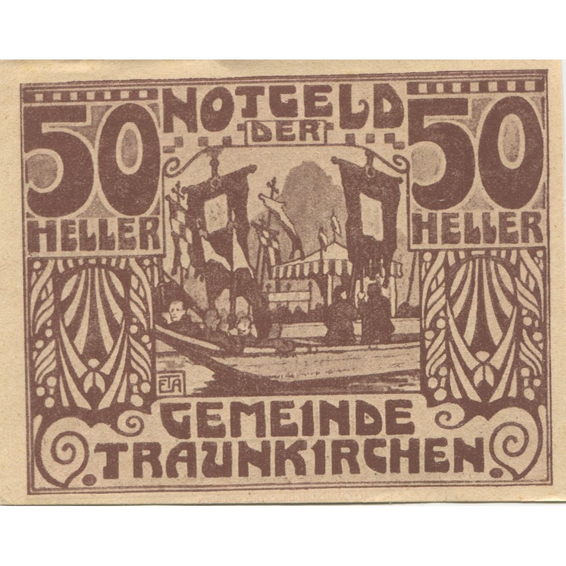 Banknote, Austria, Traunkirchen, 50 Heller, bateau, 1920, UNC(63), Mehl:FS 1081