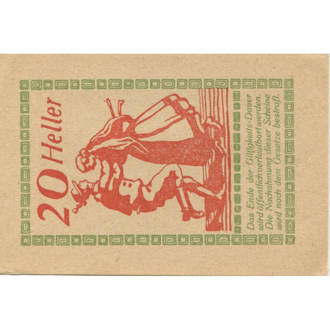 Nota, Áustria, Pischelsdorf, 20 Heller, village, 1920, UNC(63), Mehl:FS 752a