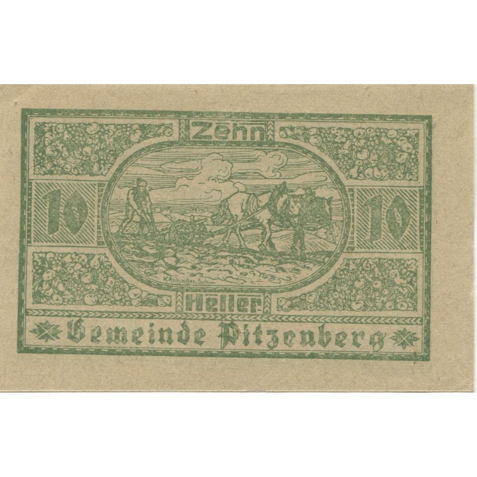 Biljet, Oostenrijk, Pitzenberg, 10 Heller, champs 1920-10-01, SPL Mehl:FS 753