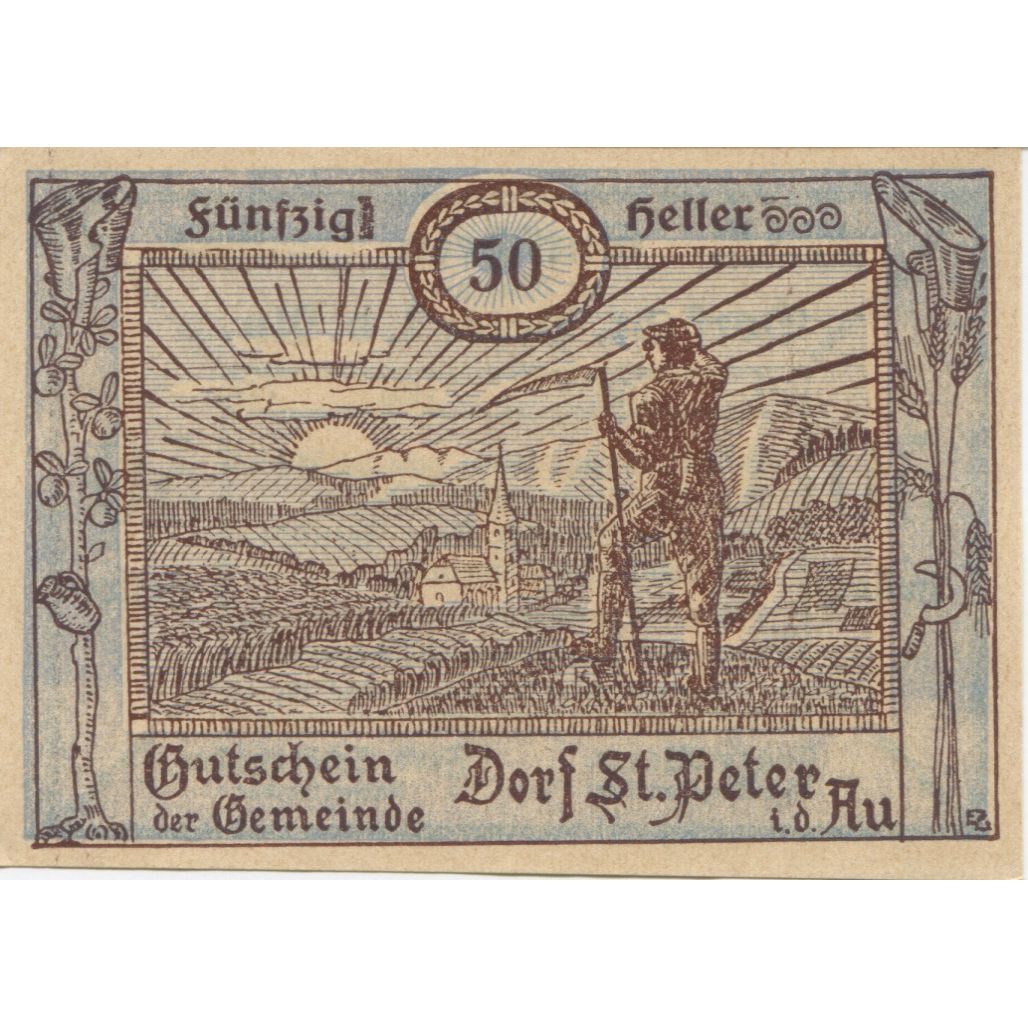 Banknote, Austria, St Peter i/d Au 50 Heller paysage 1920 UNC(63) Mehl:FS 923Ab