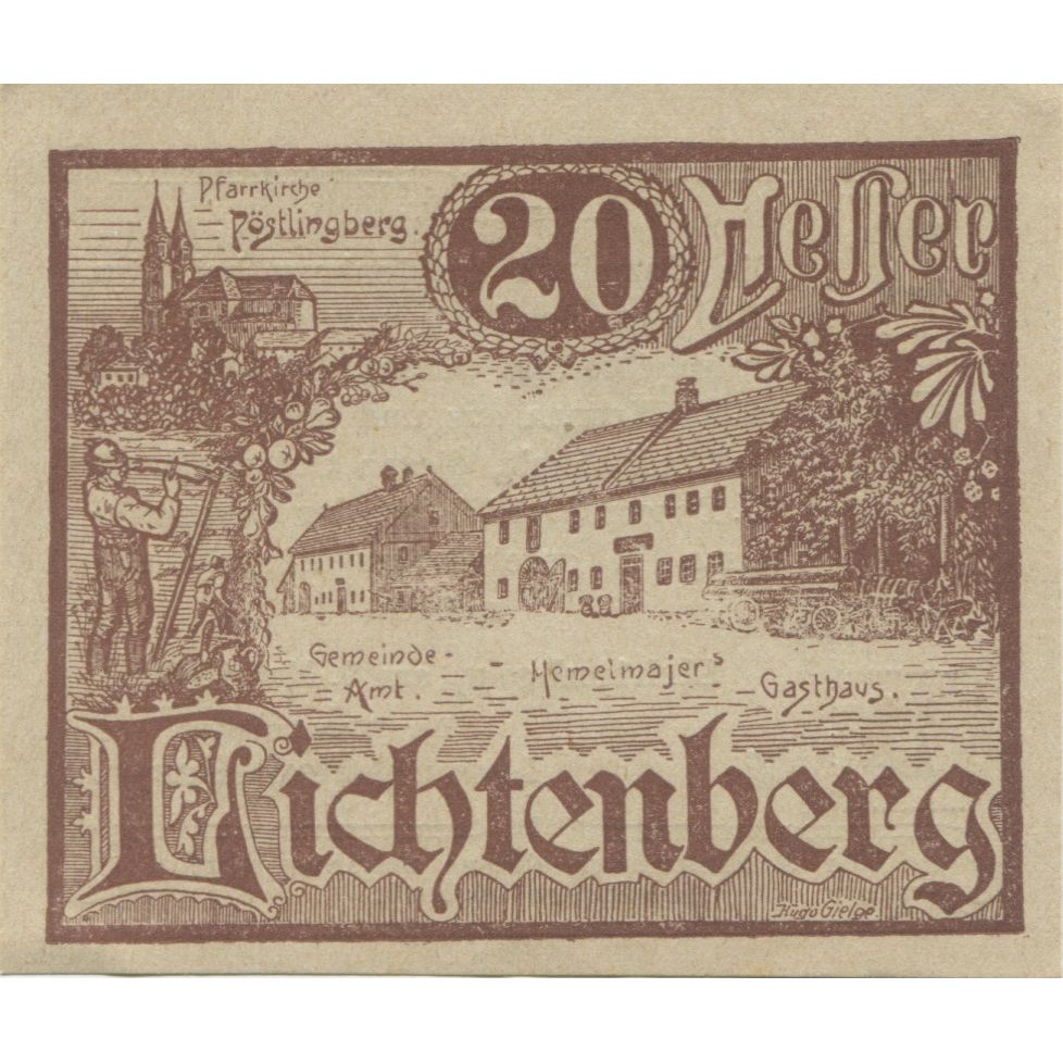 Biljet, Oostenrijk, Lichtenberg, 20 Heller, rue 1920-12-31, SPL, Mehl:FS 518a