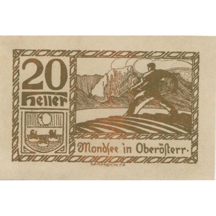 Banknote, Austria, Mondsee, 20 Heller, paysage 1920-12-31, UNC(63) Mehl:FS 626q1