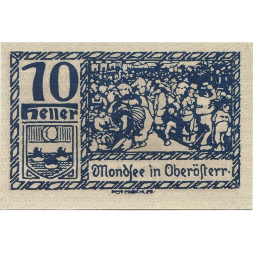 Banknote, Austria, Mondsee, 10 Heller, personnage, 1920 UNC(63) Mehl:FS 626m1