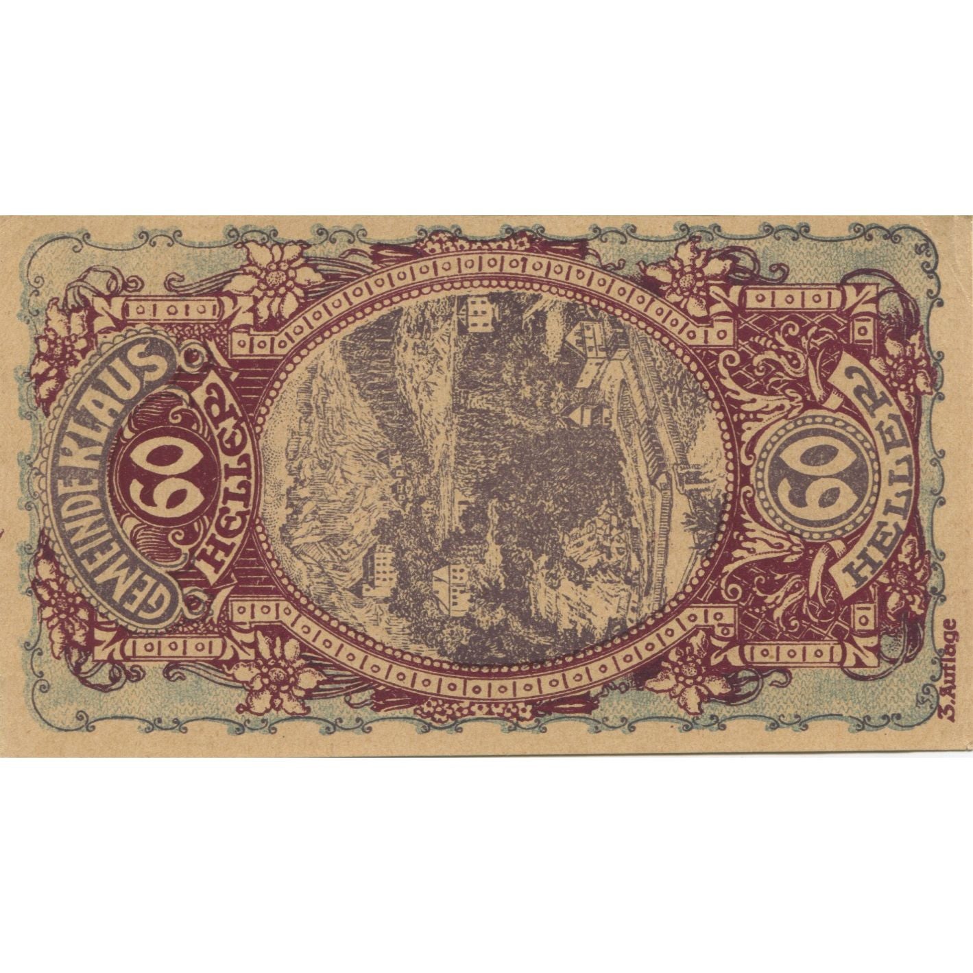 Banknote, Austria, Klaus, 60 Heller, paysage, 1920 UNC(63), Mehl:FS 454IIIb