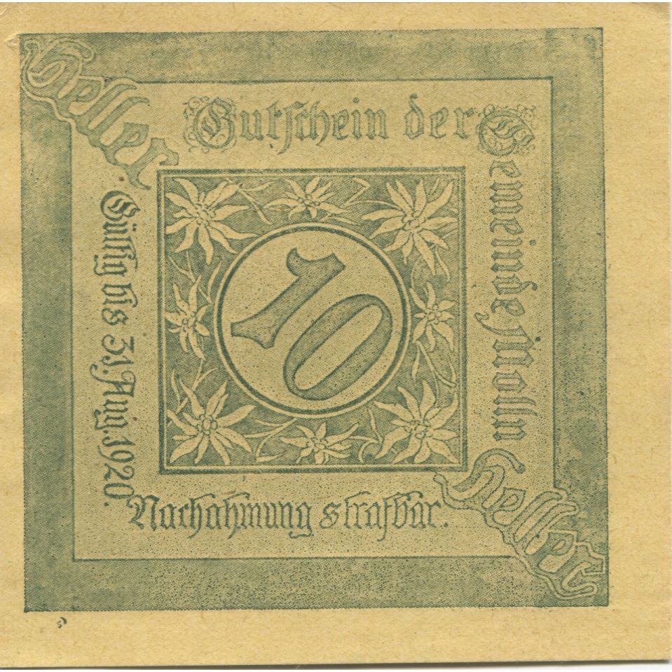Geldschein, Österreich, Mölln, 10 Heller, village 1920-08-31, UNZ- Mehl:FS 625