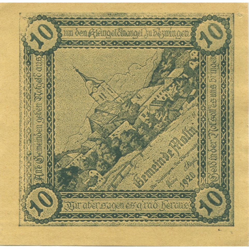 Geldschein, Österreich, Mölln, 10 Heller, village 1920-08-31, UNZ- Mehl:FS 625