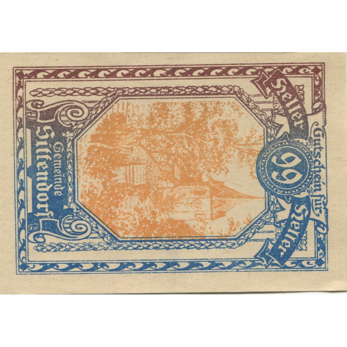 Banknote, Austria, Sittendorf, 99 Heller, château, 1920, UNC(63), Mehl:FS 1001a