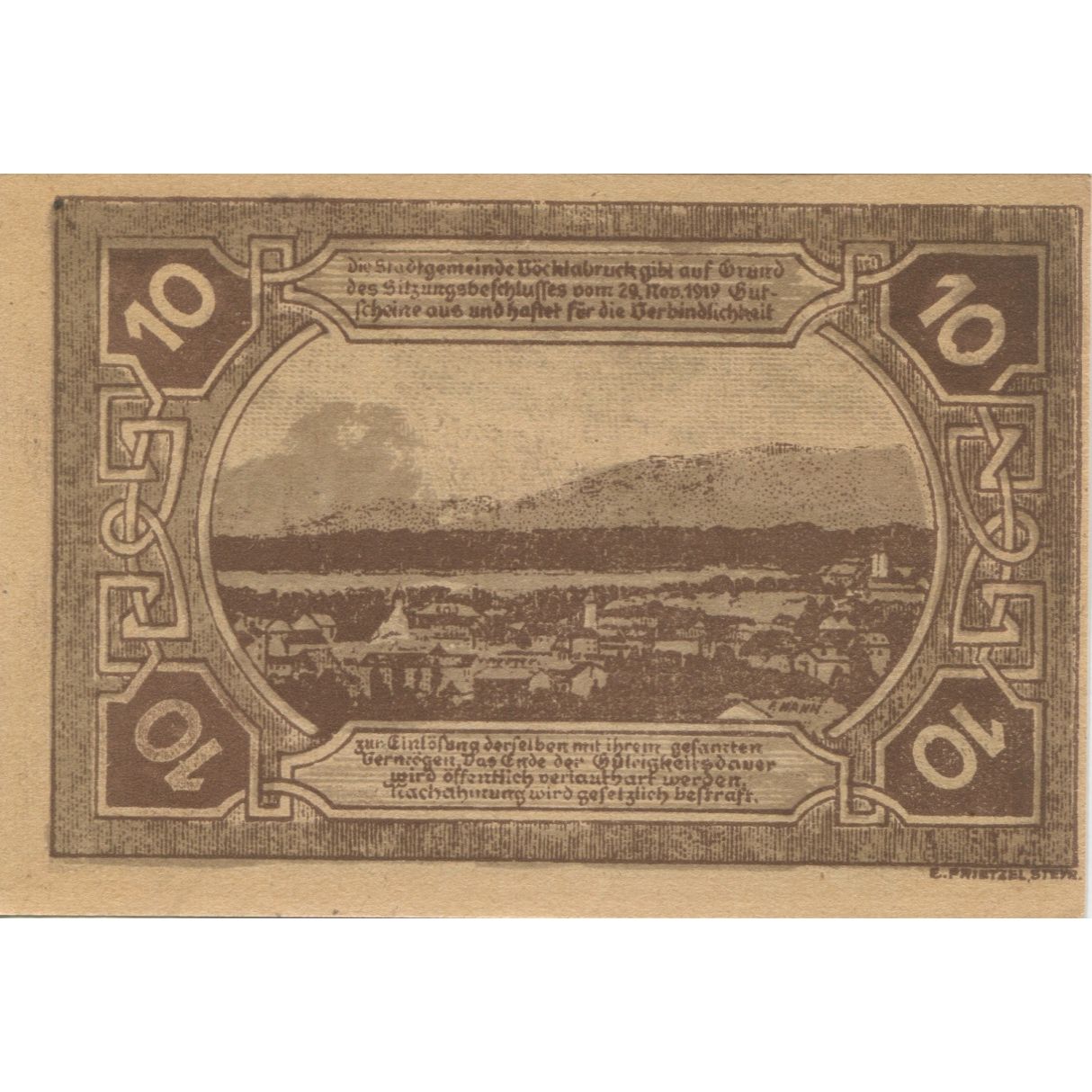Banknote, Austria, Vocklabruck 10Heller château 1920 UNC(63) Mehl:FS 1116IIa