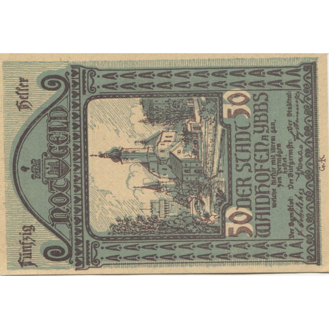 Banknote, Austria, Waidhofen, 50 Heller, Eglise, 1920, UNC(63) Mehl:FS 1127IIc