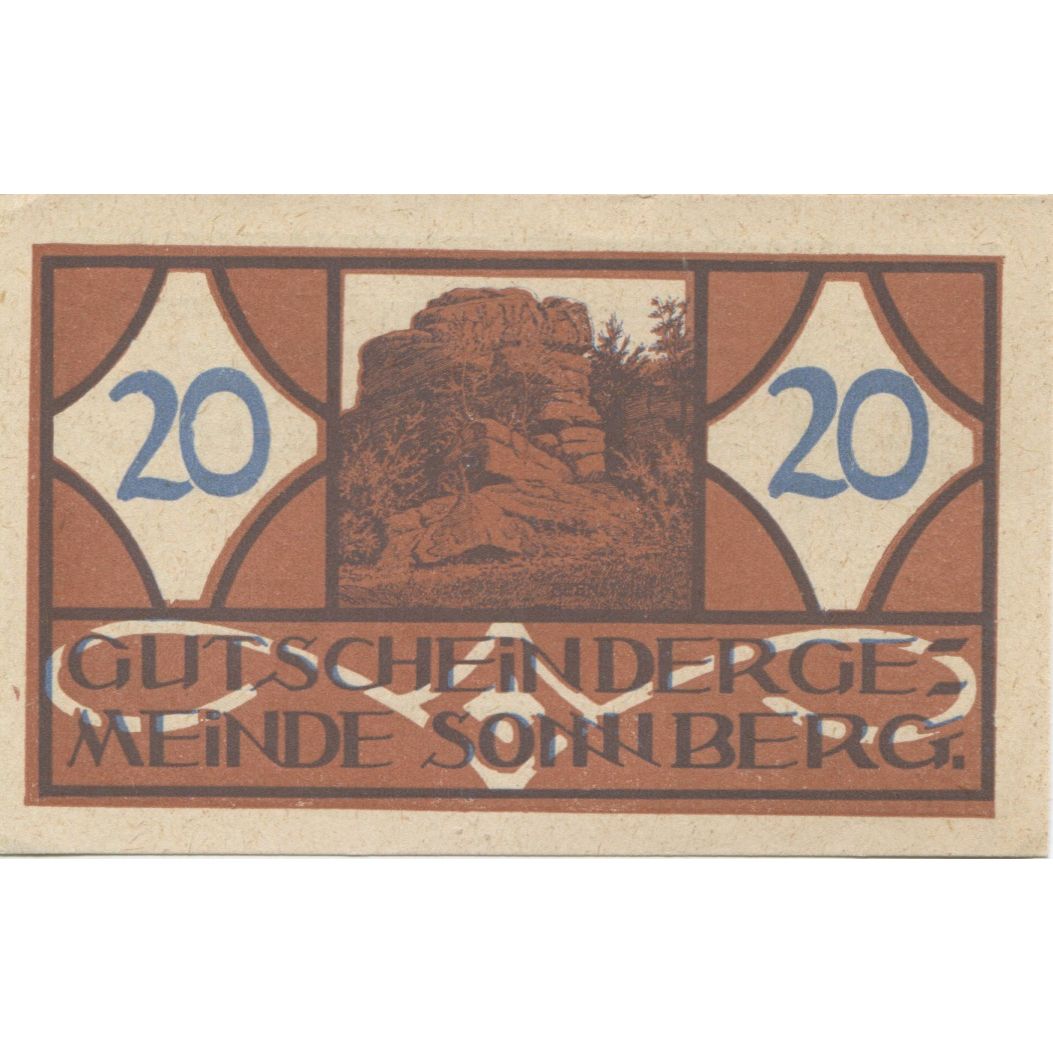 Biljet, Oostenrijk, Sonnberg, 20 Heller, ruine 1920-09-31, SPL, Mehl:FS 1003a