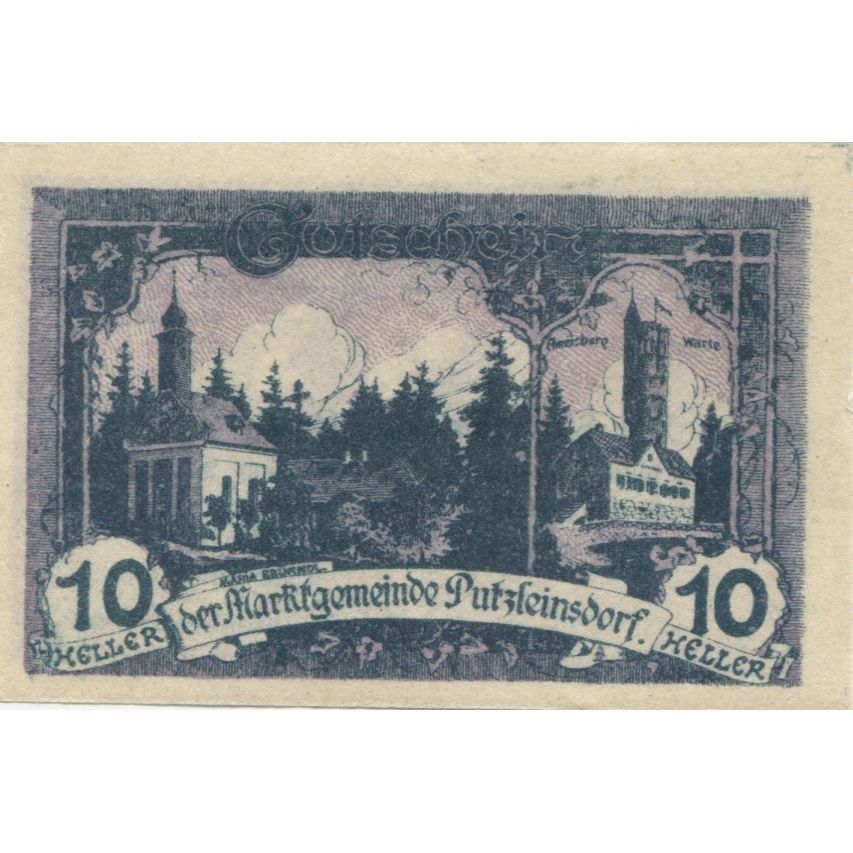 Geldschein, Österreich Putzleinsdorf 10 Heller, château 1920 UNZ-, Mehl:FS 804a