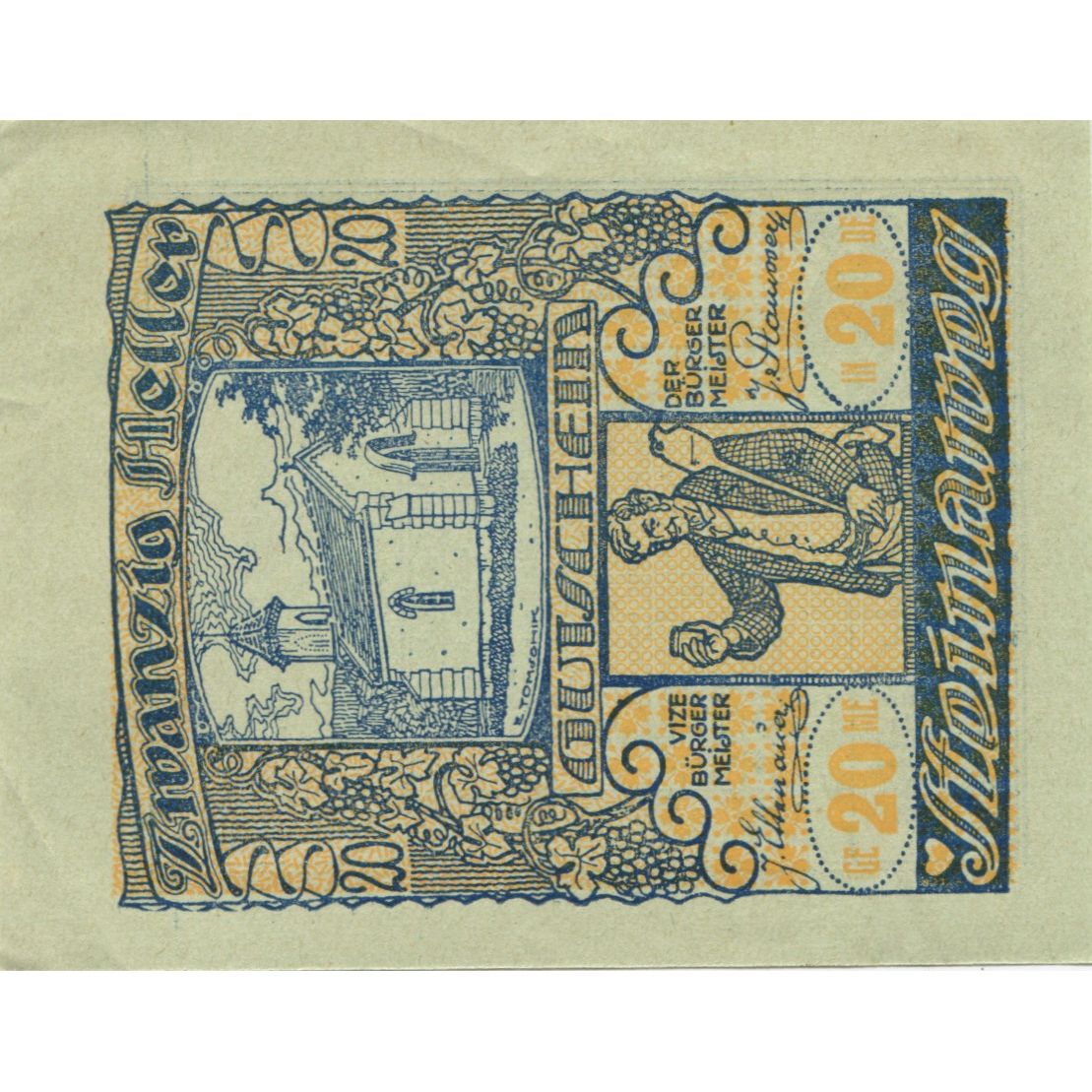 Biljet, Oostenrijk, Steinaweg, 20 Heller, Eglise 1920-12-30, SPL, Mehl:FS 1023