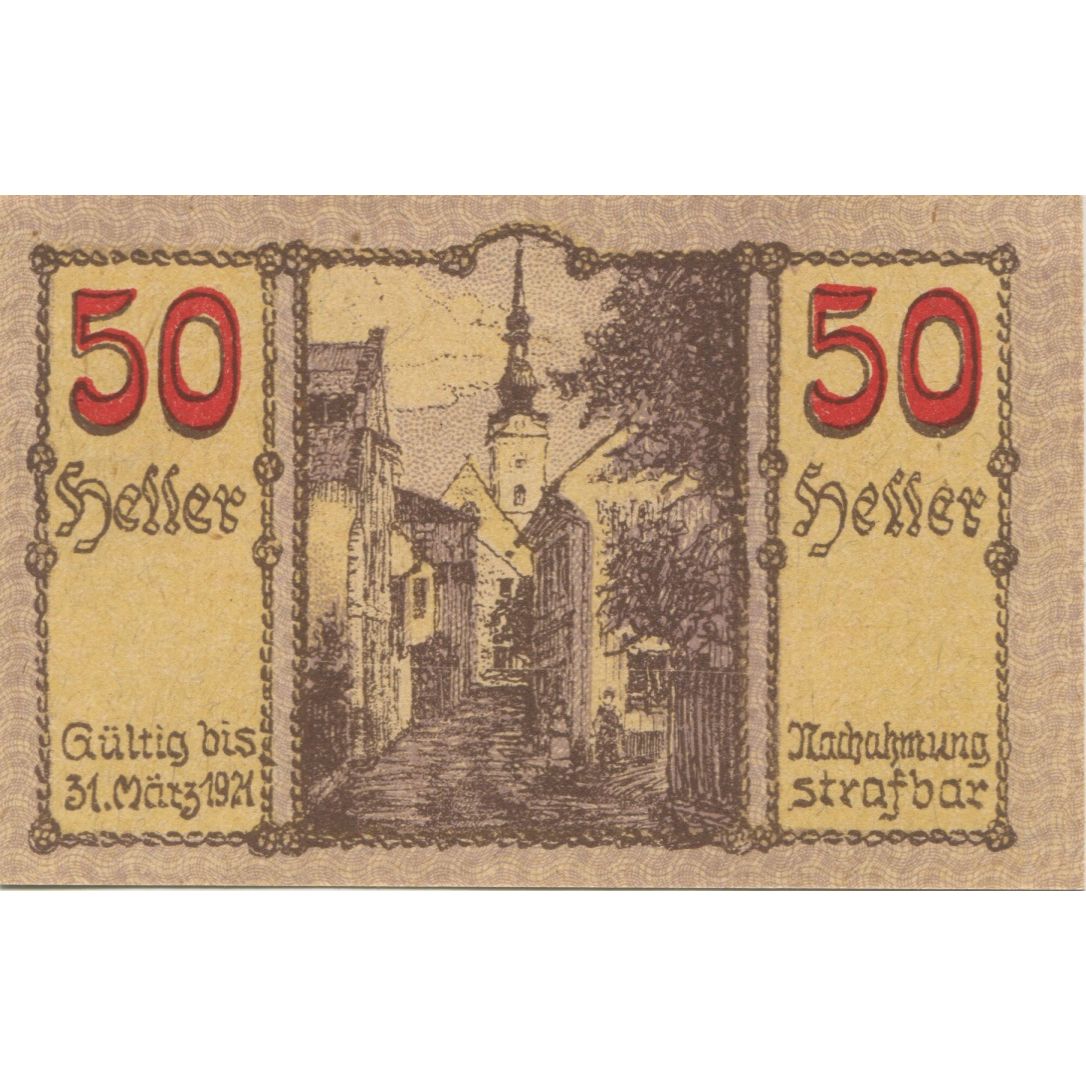 Banknote, Austria, Kirchdorf, 50 Heller, château, 1921 UNC(63) Mehl:FS 445IIa