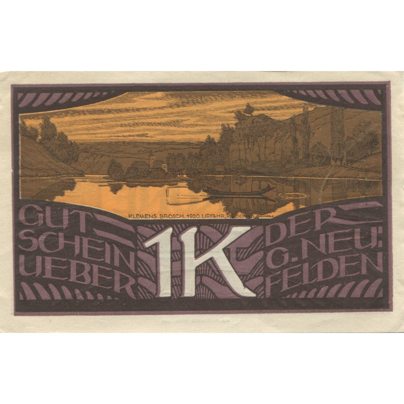 Banknote, Austria, Neufelden, 1 Krone, lac, 1920, UNC(63), Mehl:FS 644a