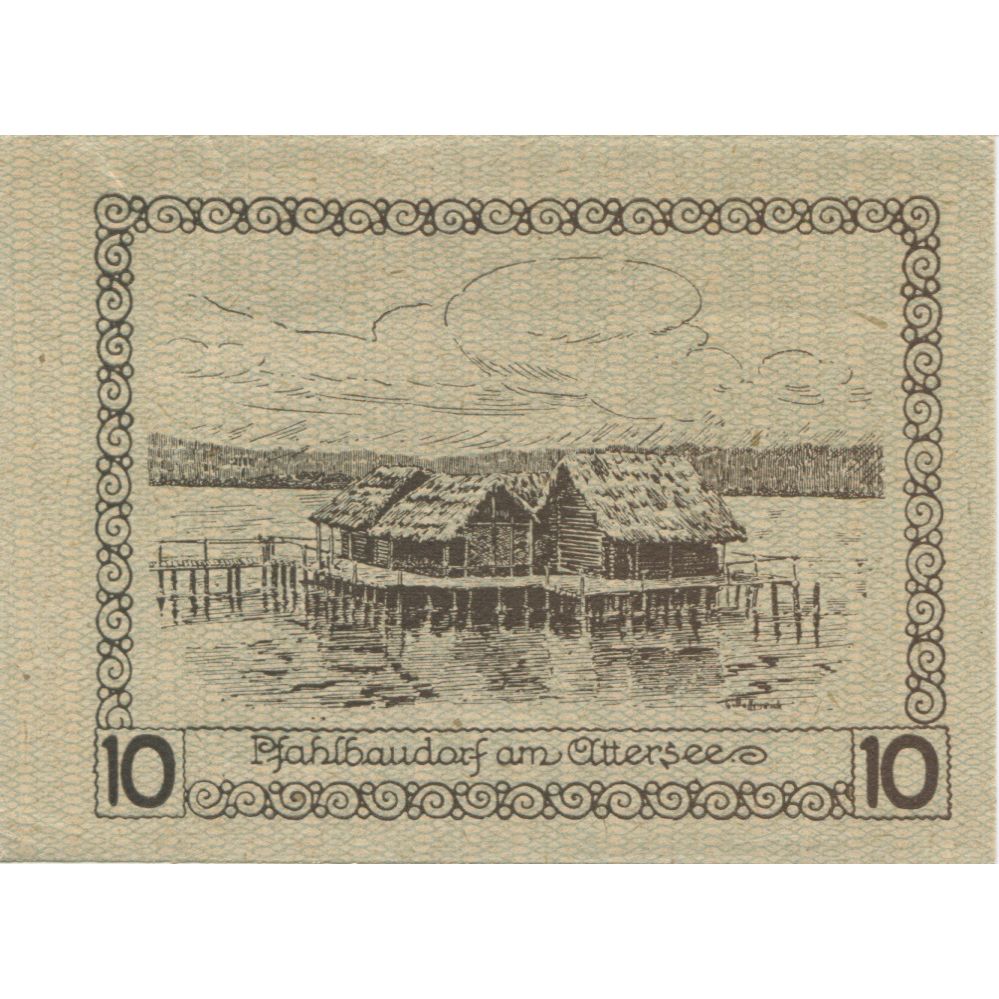 Banknote, Austria, Schörfling, 10 Heller, château, 1920 UNC(63) Mehl:FS 971a