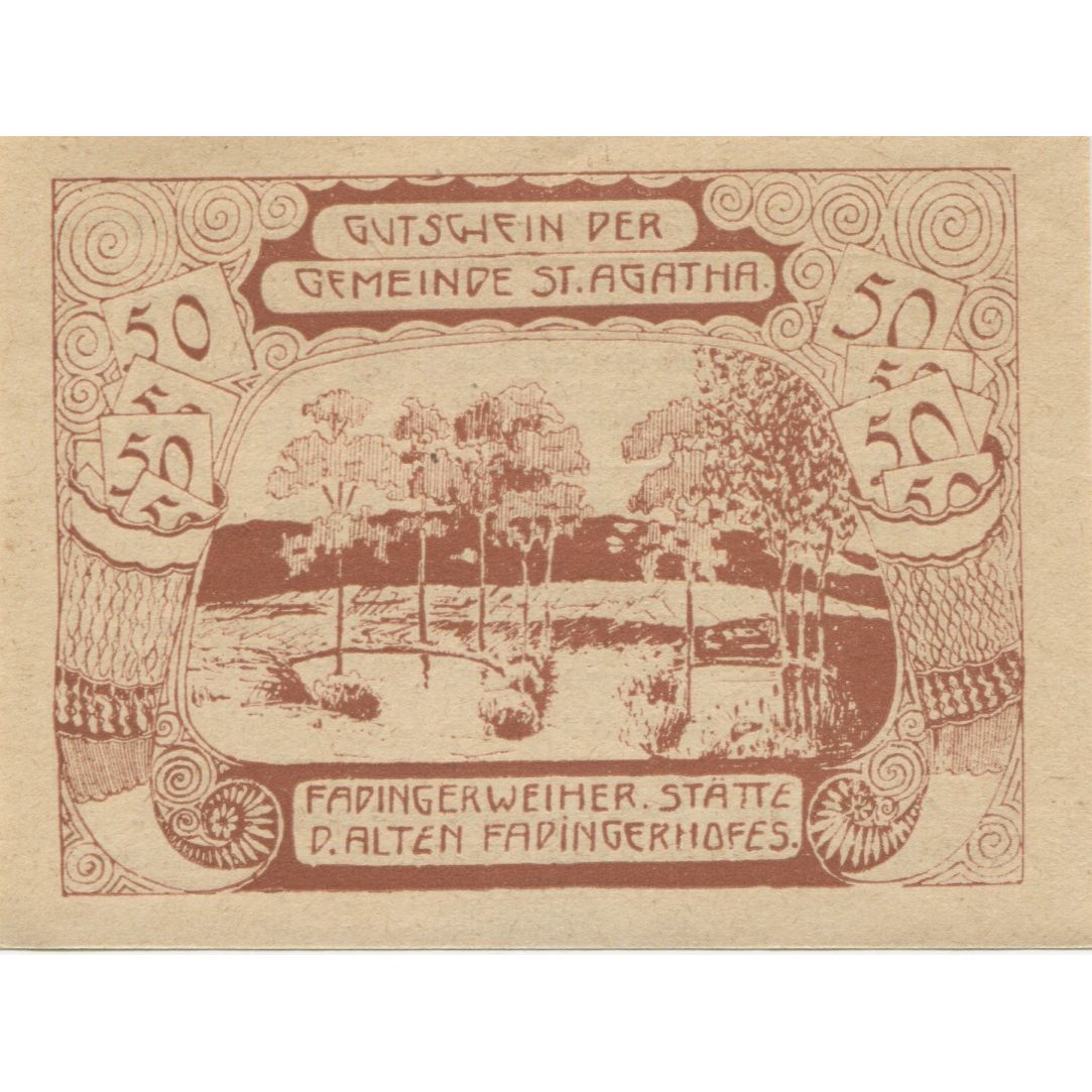 Banknote, Austria, St Agatha, 50 Heller, Forêt, 1920 UNC(63) Mehl:FS 877IIb2
