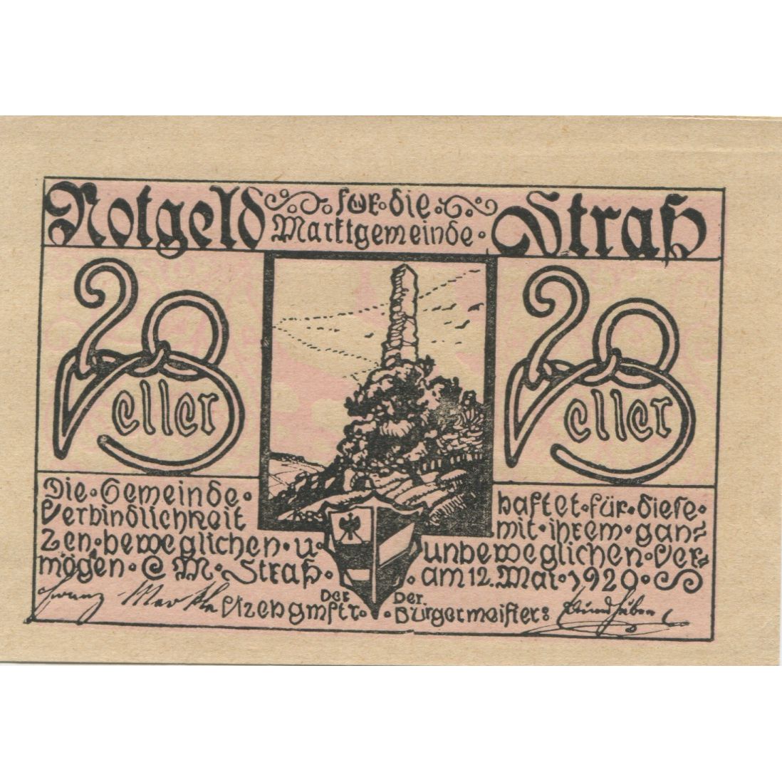 Banknote, Austria, Strass, 20 Heller, ruine, 1920, UNC(63), Mehl:FS 1047a