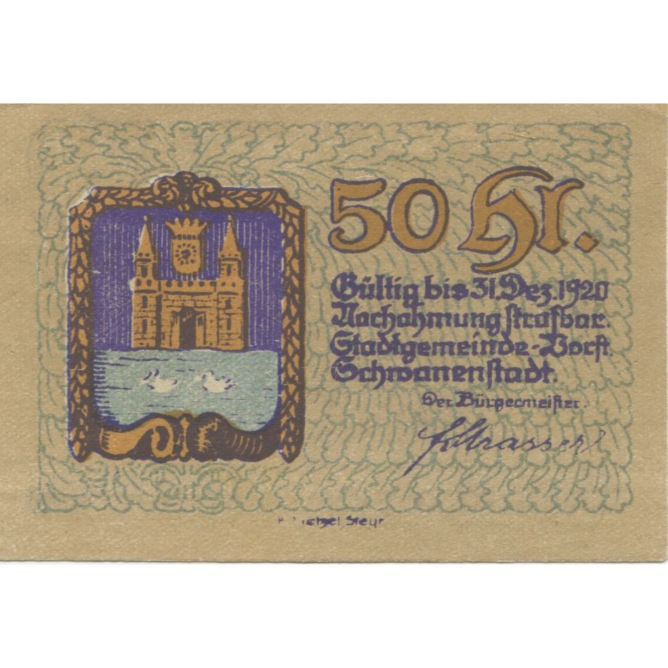 Billet, Autriche, Schwanenstadt, 50 Heller, château, 1920 SPL Mehl:FS 977Ia