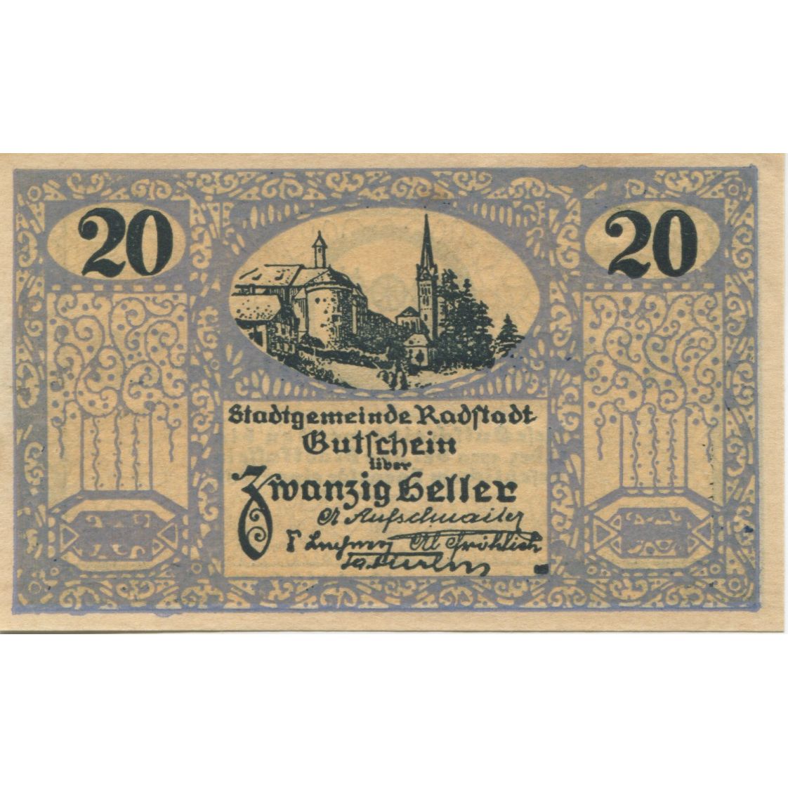 Banknote, Austria, Radstadt, 20 Heller, Eglise, 1920 UNC(63) Mehl:FS 811