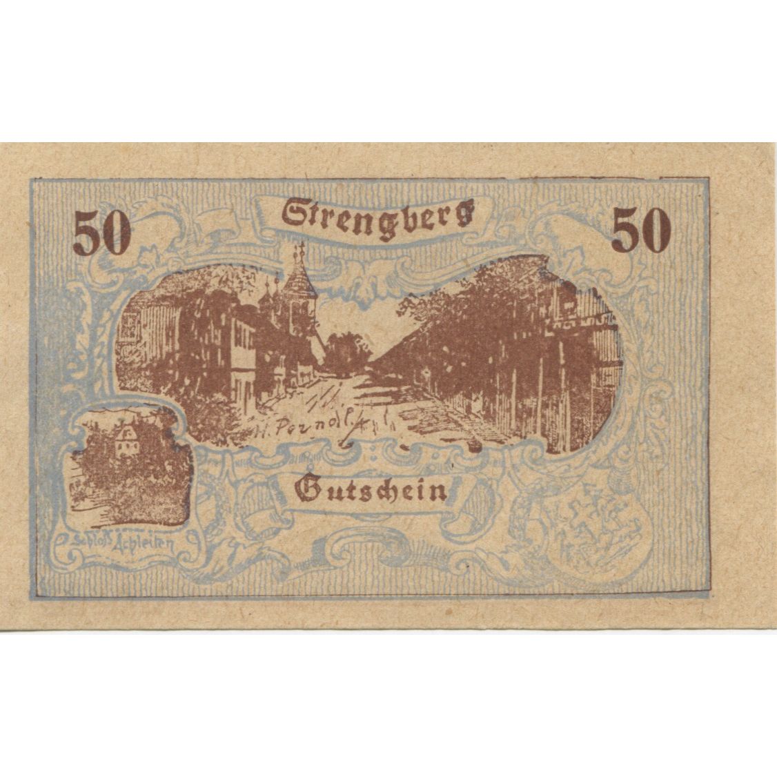 Banknote, Austria, Strengberg, 50 Heller, village, 1920, UNC(63) Mehl:FS 1049a